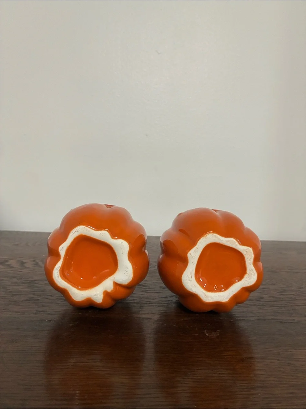 NWT- Set of 2- Orange Ceramic Pumpkin Soap Dispensers w/ Ribbons 18oz